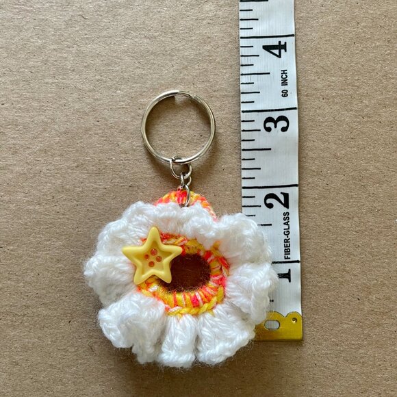 Keychain Charm, Crochet Gifts, Floral Keychain, Handmade Backpack Charm - Picture 6 of 7
